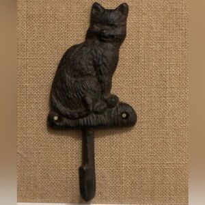 Brown Cast Iron Cat Wall Hook